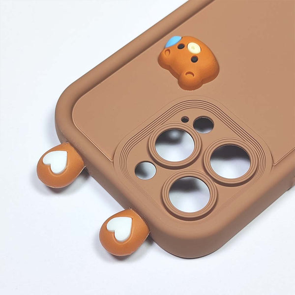 Husa Apple iPhone 15 Pro Max model Cute Bear Ears Cartoon 3D, Silicon, TPU