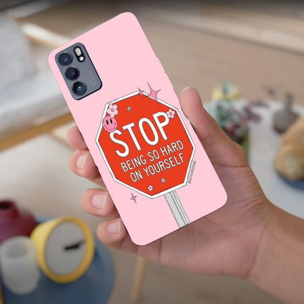 Husa compatibila cu Oppo Reno 5 4G model Stop being so hard on yourself, Silicon, TPU, Viceversa